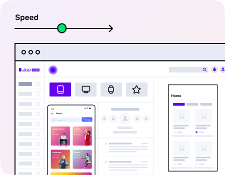 A concept of speedy MVP app development highlighting Builder Studio dashboard